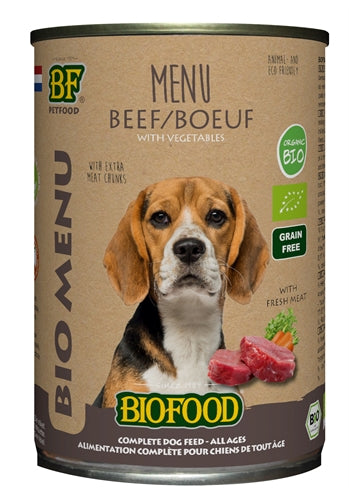 Bf Petfood Organic Hond Rund Menu Blik